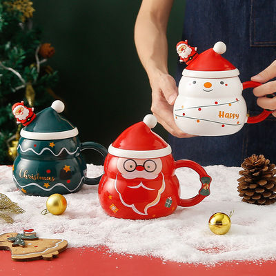 Creativas tazas de café de Navidad de 480 ml de capacidad Impresión de sublimación Diseño de Santa Claus