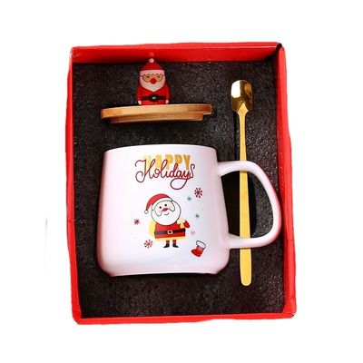 400 ml de tazas de café de Navidad de lujo cerámica Santa Taza de porcelana Taza de Navidad con tapa regalo