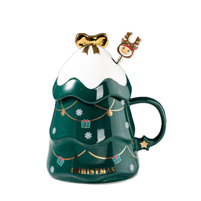 Lugo Cerámica árbol de Navidad Tumbler Taza con tapa 400ml Popular venta de regalo caja de juego
