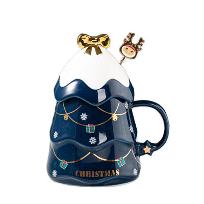 Lugo Cerámica árbol de Navidad Tumbler Taza con tapa 400ml Popular venta de regalo caja de juego