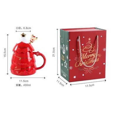 Lugo Cerámica árbol de Navidad Tumbler Taza con tapa 400ml Popular venta de regalo caja de juego