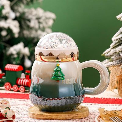 500 ml Caja de regalo de viaje Cerámica Taza de taza de café Conjunto con esmalte de perlas de gradiente