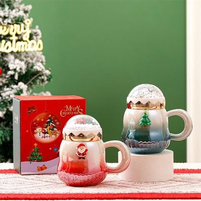 500 ml Caja de regalo de viaje Cerámica Taza de taza de café Conjunto con esmalte de perlas de gradiente