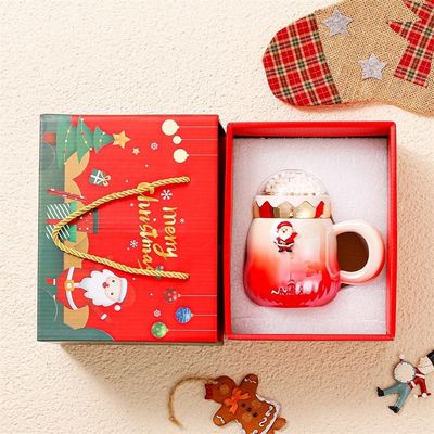 500 ml Caja de regalo de viaje Cerámica Taza de taza de café Conjunto con esmalte de perlas de gradiente