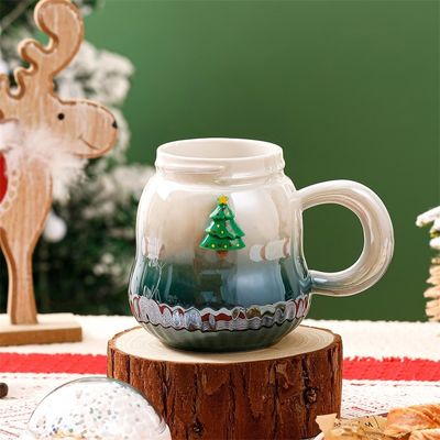 500 ml Caja de regalo de viaje Cerámica Taza de taza de café Conjunto con esmalte de perlas de gradiente
