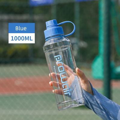 No está equipado 1000ml PC copa de agua de plástico para la botella de bebida de boca pequeña transparente