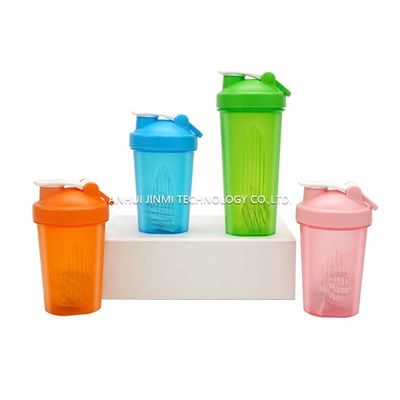 Botella de agua de gimnasio de 400 ml/600 ml de proteínas con bola de acero inoxidable y color personalizado