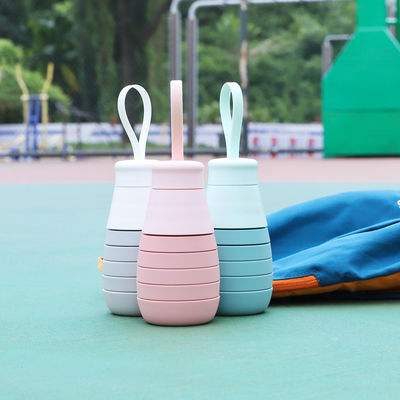 Botella de silicona plegable de 500 ml para bebidas para niños sin BPA Infiltrable portátil colorido
