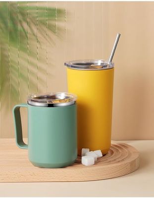 Sostenible 14 oz de doble pared de vacío aislado de acero inoxidable taza de café con tapa