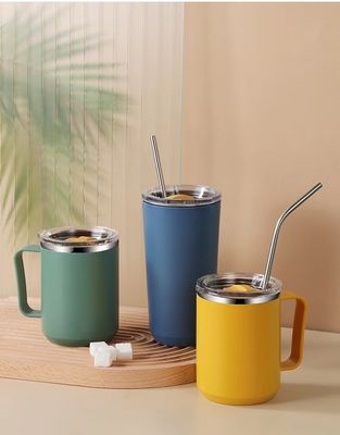 Sostenible 14 oz de doble pared de vacío aislado de acero inoxidable taza de café con tapa