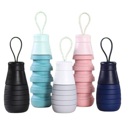 Unisex 500ml Botella de silicona plegable de bebida a prueba de fugas Botella de agua libre de BPA para estudiantes
