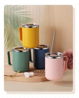 450 ml de acero inoxidable de doble pared de vacío aislado de viaje térmico tumbler con mango personalizado