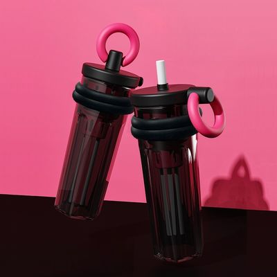 Taza de viaje con paja 700 ml de gran capacidad aislante térmico botella portátil transparente