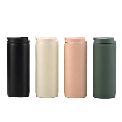 Portable 400 ml de doble pared de acero inoxidable Taza de café aislada con tapa estilo deportivo Proof Spill Mug Tumbler rosa
