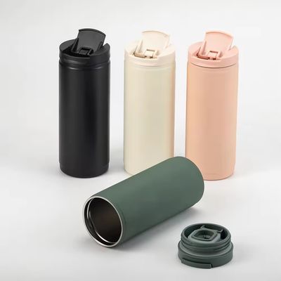 Portable 400 ml de doble pared de acero inoxidable Taza de café aislada con tapa estilo deportivo Proof Spill Mug Tumbler rosa