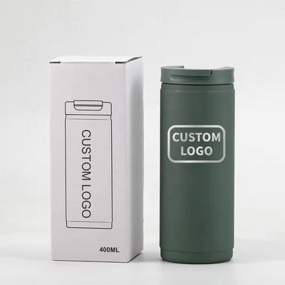 Portable 400 ml de doble pared de acero inoxidable Taza de café aislada con tapa estilo deportivo Proof Spill Mug Tumbler rosa