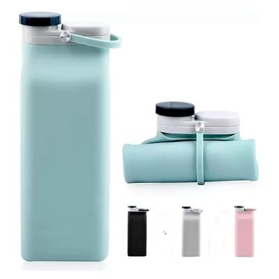 Logotipo personalizado Botella de agua de silicona plegable Ecológica y portátil para niños activos