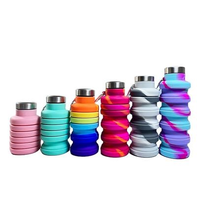 Estilo de diseño contemporáneo 500 ml de botella de agua de silicona plegable libre de BPA para deportes al aire libre