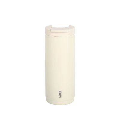 Blanco 400 ml Logotipo personalizado de doble pared de acero inoxidable Botella de agua de café Flascos de vacío Termos