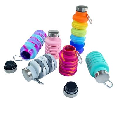 Diseño contemporáneo 500ml botella de agua plegable de silicona para viajes unisex gimnasio deportes