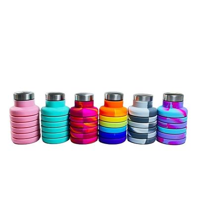 Diseño contemporáneo 500ml botella de agua plegable de silicona para viajes unisex gimnasio deportes