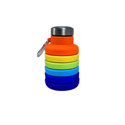 Logotipo personalizado Botella de agua de silicona de 500 ml para gimnasio de vacaciones Deportes BPA Taza de estudiante gratuita