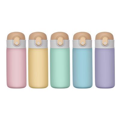 Botella de agua de acero inoxidable de 16 oz con paja a prueba de fugas y aislada para niños activos