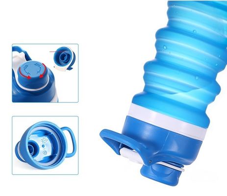 Logotipo personalizado Botella de agua plegable de 750ml Silicona libre de BPA para niños escuela y deportes