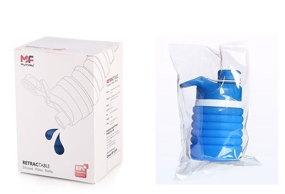 Logotipo personalizado Botella de agua plegable de 750ml Silicona libre de BPA para niños escuela y deportes
