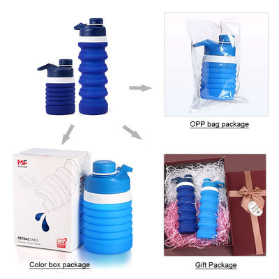 Logotipo personalizado Botella de agua plegable de 750ml Silicona libre de BPA para niños escuela y deportes
