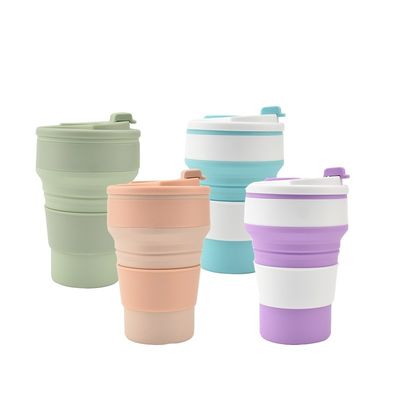350ml/500ml Impresión personalizada Taza plegable de silicona para botella de agua portátil reutilizable