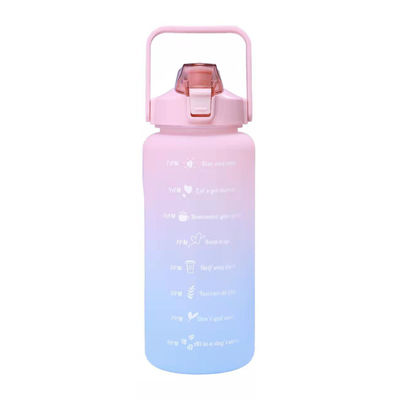 Botella de agua motivacional con marcador de tiempo y paja para actividades al aire libre