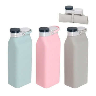 Botella de agua reciclable Moda Botellas de agua de silicona plegables de 600 ml para una fácil portabilidad