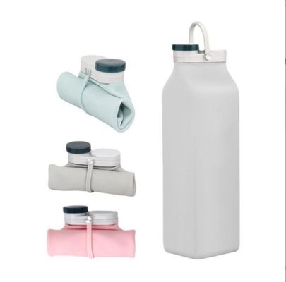 Botella de agua plegable de silicona plegable con paja Color personalizado aceptable
