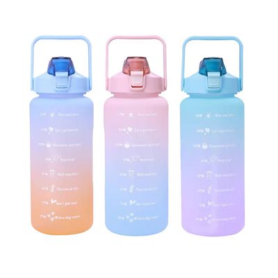 Botella de agua de 2L con marcador de tiempo de paja y rendimiento de aislamiento térmico para el fitness
