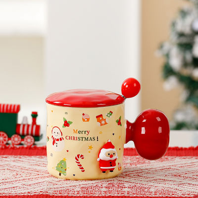 Sublimación Taza de cerámica personalizada Reutilizable 3D Regalo de taza de Navidad con tapa y cuchara