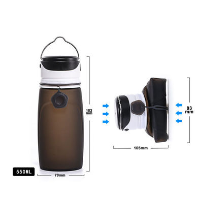 550ml Bpa Libre Sublimación Claros Gimnasio Plegable Deportivo Niños Botella de agua de silicona con luz LED para adultos