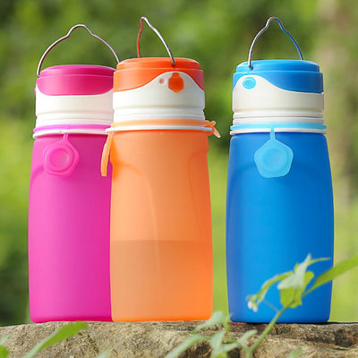 550ml Bpa Libre Sublimación Claros Gimnasio Plegable Deportivo Niños Botella de agua de silicona con luz LED para adultos