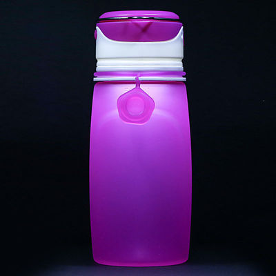 550ml Bpa Libre Sublimación Claros Gimnasio Plegable Deportivo Niños Botella de agua de silicona con luz LED para adultos