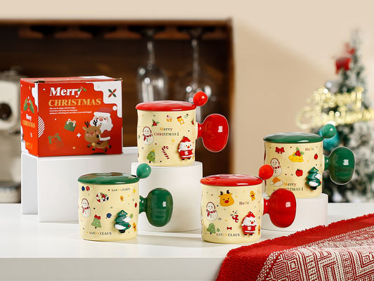 Gran calidad Cerámica Santa Taza con cuchara Regalo de Navidad natural y saludable