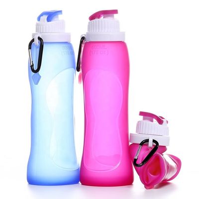 Botella de agua plegable de silicona para deportes y viajes con recubrimiento anticorrosivo