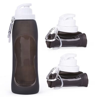 Botella de agua plegable de silicona para deportes y viajes con recubrimiento anticorrosivo