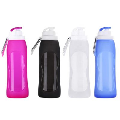 Botella de agua plegable de silicona para deportes y viajes con recubrimiento anticorrosivo