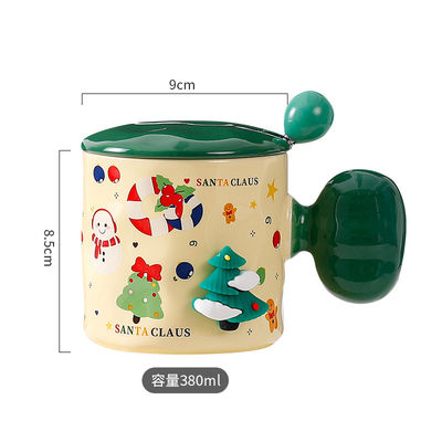 Regalo de taza de Navidad directamente de cerámica Tazas de café de dibujos animados de 380 ml con diseño de logotipo personalizado