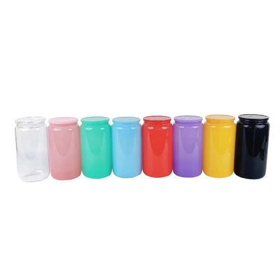 Botella de vidrio para beber 16 oz colorido de moda de forma portátil para agua de frutas gratis