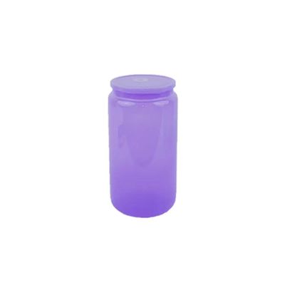 Botella de vidrio para beber 16 oz colorido de moda de forma portátil para agua de frutas gratis