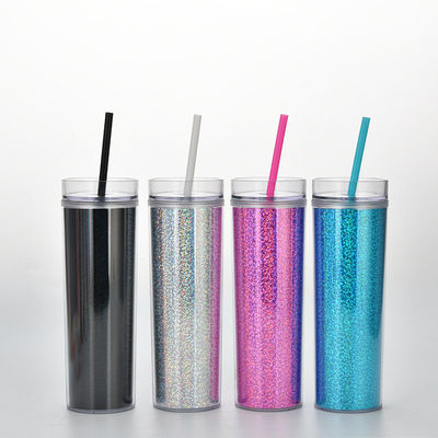 Accesorios con paja 450ml Eco amigable de plástico reutilizable de café tumbler con logotipo