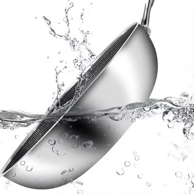 32cm 34cm Wok Pot antiadherente con tapa de vidrio hecha de acero inoxidable antibacteriano 304