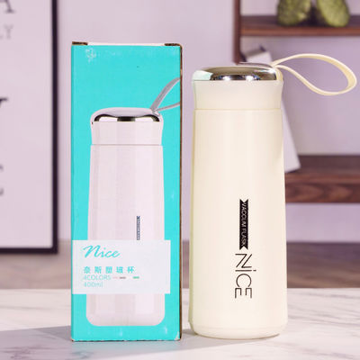 Botella de té de vidrio sostenible de 450 ml con resistencia a altas temperaturas y logotipo personalizado