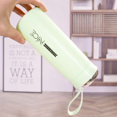 Botella de té de vidrio sostenible de 450 ml con resistencia a altas temperaturas y logotipo personalizado